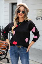 Load image into Gallery viewer, Angel Wings Heart Round Neck Droppped Shoulder Sweater