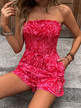 Load image into Gallery viewer, Perfee Smocked Printed Tube Romper with Pockets