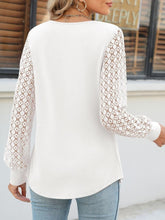 Load image into Gallery viewer, Cutout Round Neck Lace Long Sleeve Blouse
