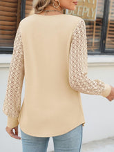 Load image into Gallery viewer, Cutout Round Neck Lace Long Sleeve Blouse