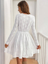 Load image into Gallery viewer, Lace Detail V Neck Long Sleeve Mini Dress