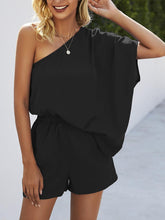 Load image into Gallery viewer, Single Shoulder Batwing Sleeve Romper