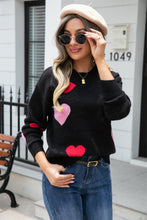 Load image into Gallery viewer, Angel Wings Heart Round Neck Droppped Shoulder Sweater