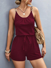 Load image into Gallery viewer, Pocketed Buckle Trim Scoop Neck Romper