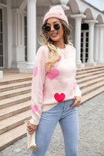 Load image into Gallery viewer, Angel Wings Heart Round Neck Droppped Shoulder Sweater