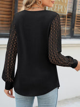 Load image into Gallery viewer, Cutout Round Neck Lace Long Sleeve Blouse