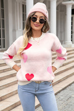 Load image into Gallery viewer, Angel Wings Heart Round Neck Droppped Shoulder Sweater