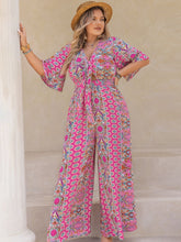 Load image into Gallery viewer, Plus Size Printed Half Sleeve Wide Leg Jumpsuit