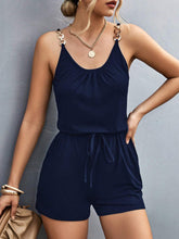 Load image into Gallery viewer, Pocketed Buckle Trim Scoop Neck Romper