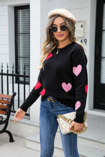 Load image into Gallery viewer, Angel Wings Heart Round Neck Droppped Shoulder Sweater
