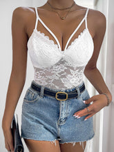 Load image into Gallery viewer, Perfee Spaghetti Strap Lace Bodysuit