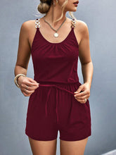 Load image into Gallery viewer, Pocketed Buckle Trim Scoop Neck Romper