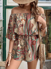Load image into Gallery viewer, Perfee Printed Off Shoulder Half Sleeve Romper