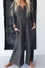 Load image into Gallery viewer, Pocketed Long Sleeve Wide Leg Jumpsuit