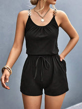 Load image into Gallery viewer, Pocketed Buckle Trim Scoop Neck Romper