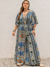 Load image into Gallery viewer, Plus Size Printed Half Sleeve Wide Leg Jumpsuit