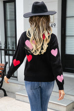 Load image into Gallery viewer, Angel Wings Heart Round Neck Droppped Shoulder Sweater