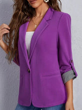 Load image into Gallery viewer, Lapel Collar Roll-Tab Sleeve Blazer