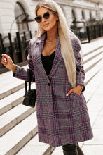 Load image into Gallery viewer, Plaid Lapel Collar Longline Blazer