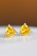 Load image into Gallery viewer, 2 Carat Yellow Heart Moissanite Platinum-Plated Earrings