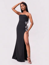 Load image into Gallery viewer, Slit Bow Trim Tube Maxi Dress