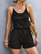 Load image into Gallery viewer, Pocketed Buckle Trim Scoop Neck Romper