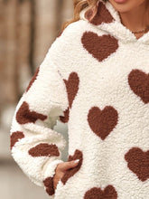 Load image into Gallery viewer, Fuzzy Heart Pocketed Dropped Shoulder Hoodie