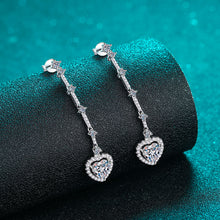 Load image into Gallery viewer, 2 Carat Moissanite Zircon 925 Sterling Silver Heart Earrings