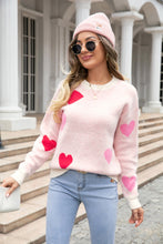 Load image into Gallery viewer, Angel Wings Heart Round Neck Droppped Shoulder Sweater