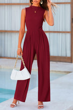 Load image into Gallery viewer, Mock Neck Sleeveless Wide Leg Jumpsuit