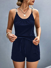 Load image into Gallery viewer, Pocketed Buckle Trim Scoop Neck Romper