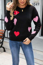 Load image into Gallery viewer, Angel Wings Heart Round Neck Droppped Shoulder Sweater