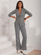 Load image into Gallery viewer, Checkered Blazer & Slit Pants Set