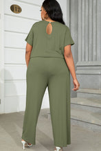 Load image into Gallery viewer, Plus Size Drawstring Waist Short Sleeve Jumpsuit