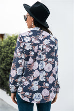 Load image into Gallery viewer, Floral Print Mock Neck Button Front Shirt