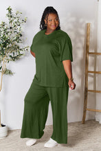 Load image into Gallery viewer, Double Take Full Size Round Neck Slit Top and Pants Set