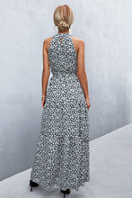 Load image into Gallery viewer, Printed Sleeveless Tie Waist Maxi Dress