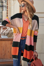 Load image into Gallery viewer, Striped Waffle Knit Open Front Cardigan