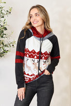 Load image into Gallery viewer, Double Take Full Size Christmas Drawstring Long Sleeve Hoodie