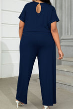 Load image into Gallery viewer, Plus Size Drawstring Waist Short Sleeve Jumpsuit