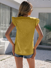 Load image into Gallery viewer, Notched Neck Butterfly Sleeve Blouse
