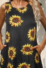 Load image into Gallery viewer, Printed Round Neck Sleeveless Dress with Pockets