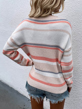 Load image into Gallery viewer, Striped Drop Shoulder Round Neck Pullover Sweater