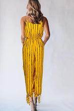 Load image into Gallery viewer, Striped Contrast Tie Ankle Spaghetti Strap Jumpsuit