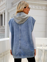 Load image into Gallery viewer, Hooded Sleeveless Denim Top with Pockets