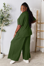 Load image into Gallery viewer, Double Take Full Size Round Neck Slit Top and Pants Set