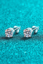 Load image into Gallery viewer, 2 Carat Moissanite Rhodium-Plated Stud Earrings