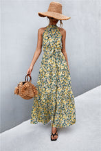 Load image into Gallery viewer, Printed Sleeveless Tie Waist Maxi Dress