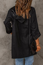Load image into Gallery viewer, Drawstring Hooded Longline Jacket