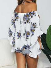 Load image into Gallery viewer, Floral Print Off-Shoulder Flounce Sleeve Blouse